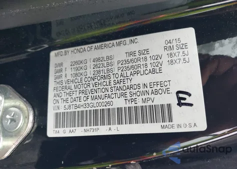 2016 Acura Rdx Acurawatch Plus Package из США, поврежденный, VIN 5J8TB4H33GL000260